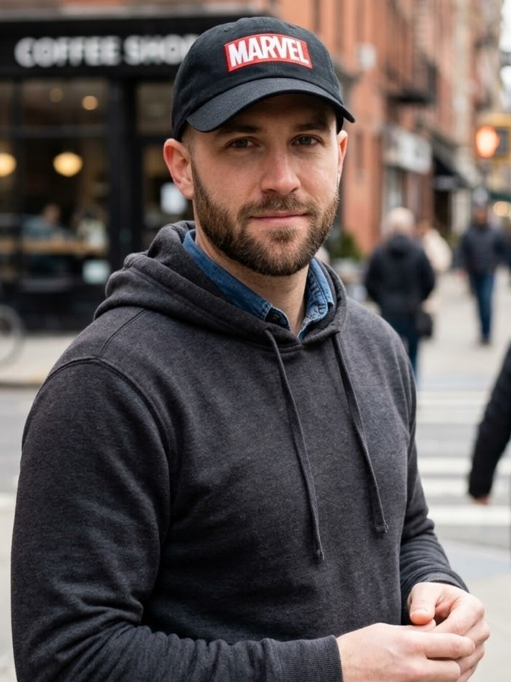 Marvel Black Cap with Red Logo Patch